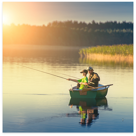 Father and son fishing together